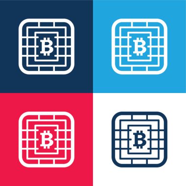 Bitcoin Sembolü Sim Kart Cipsinde mavi ve kırmızı en az dört renk simgesi