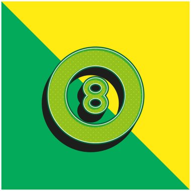 Bilardo Yeşil ve Sarı Modern 3D vektör simgesi logosu