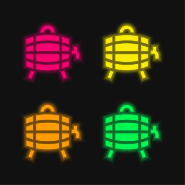 Bira dört renk parlayan neon vektör simgesi