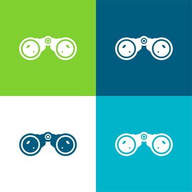 Binocular Flat four color minimal icon set clipart