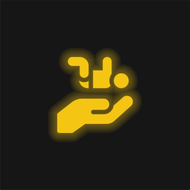 Evlat edinme sarı parlak neon simgesi