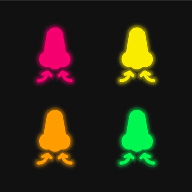 Breath four color glowing neon vector icon clipart