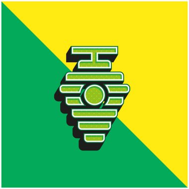 Arı kovanı yeşil ve sarı modern 3d vektör simgesi logosu