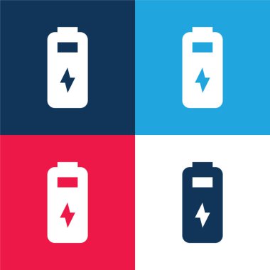 Pil mavi ve kırmızı dört renk minimal simge kümesi