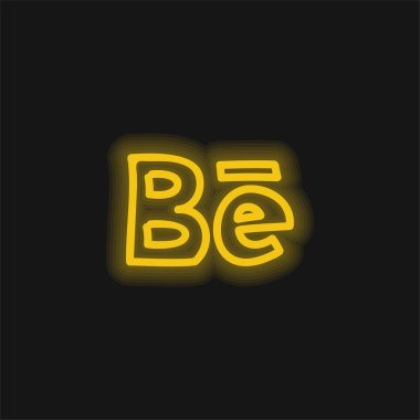 Behance Hand Çekim Sembolü Sarı parlak neon simgesi