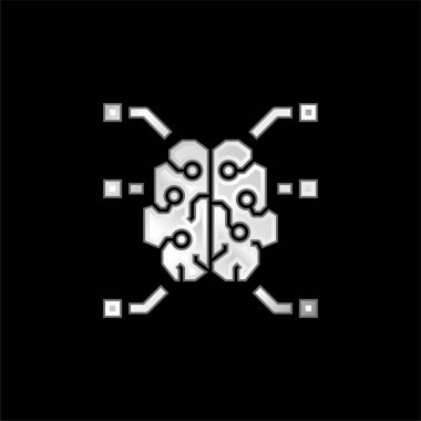 Beyin gümüş kaplamalı metalik simge