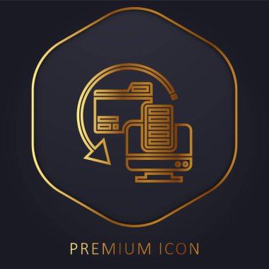 Backup Copy golden line premium logo or icon clipart
