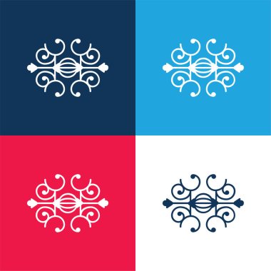 Ball Surrounded By Spirals blue and red four color minimal icon set clipart