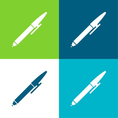 Ballpoint Pen Flat four color minimal icon set clipart
