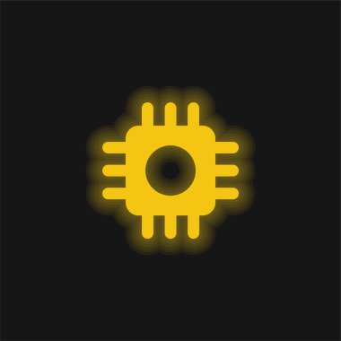 Büyük İşlemci sarı parlak neon simgesi