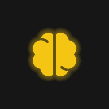 Beyin sarısı parlak neon simgesi