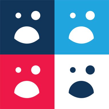 Siyah Göz ve Açık Ağız Duygu Meydanı Yüzü Mavi ve Kırmızı Minimum Renk Simgesi