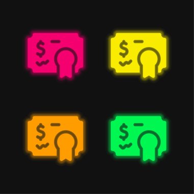 Dört renkli parlak neon vektör simgesi