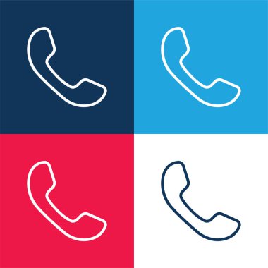 Auricular Of Phone blue and red four color minimal icon set clipart