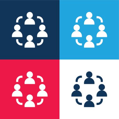 Bağ Pazarlama mavi ve kırmızı En az dört renk simgesi