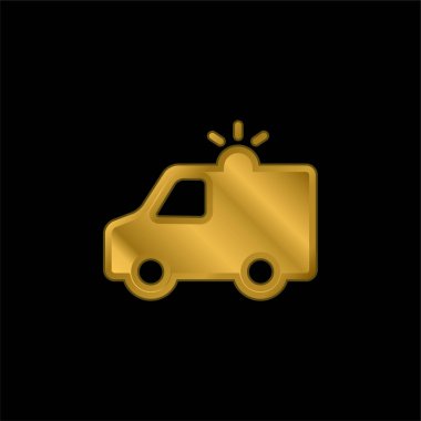 Ambulance With Light gold plated metalic icon or logo vector clipart