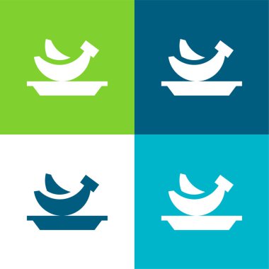 Muz Düz 4 renk simgesi seti