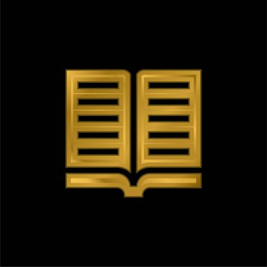 Kitap altın kaplamalı metalik simge veya logo vektörü