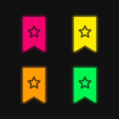 Bookmark four color glowing neon vector icon clipart