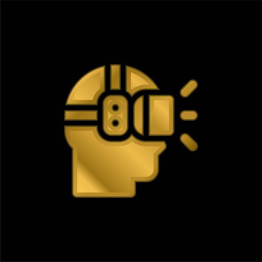 Ar Gözlük altın kaplama metalik simge veya logo vektörü