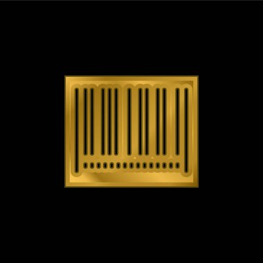 Barkod altın kaplama metalik simge veya logo vektörü