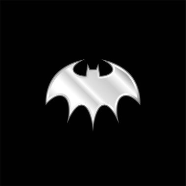 Bat Halloween silver plated metallic icon clipart