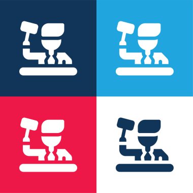 Açık arttırma mavi ve kırmızı dört renk minimal simge seti