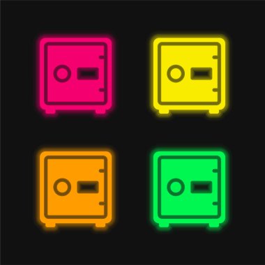 Büyük Güvenli Kutu 4 renkli parlak neon vektör simgesi