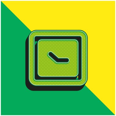 Alarm Saati Yeşil ve Sarı 3D vektör simgesi