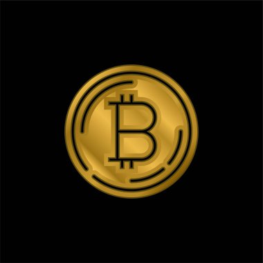 Bitcoin altın kaplama metalik simge veya logo vektörü