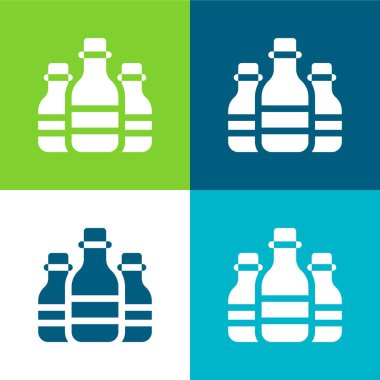 Bira Şişesi Düz 4 renk minimal simge kümesi