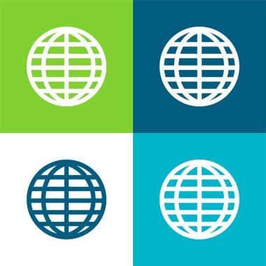 Big Globe Grid Flat four color minimal icon set clipart