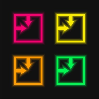 Mutlak Konum dört renk parlayan neon vektör simgesi