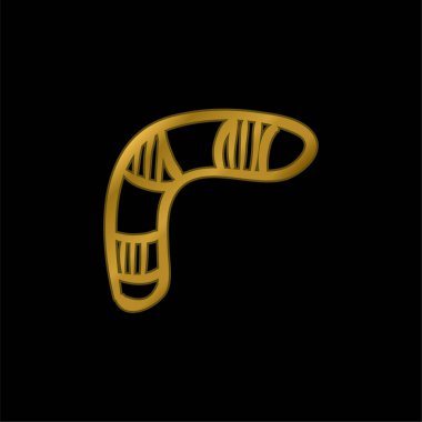 Bumerang altın kaplama metalik simge veya logo vektörü