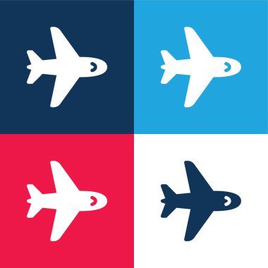 Uçak mavi ve kırmızı dört renk minimal simge kümesi
