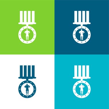 Bodybuilding Medal Variant Flat four color minimal icon set clipart