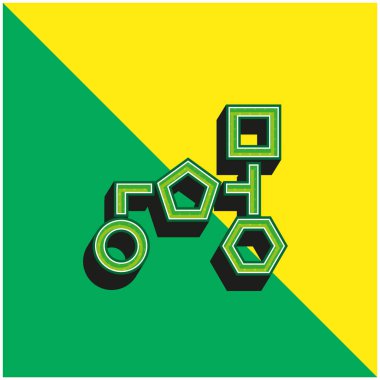 Geometrik Temel Şekillerle Blok Şemaları Yeşil ve Sarı Modern 3d vektör logosu