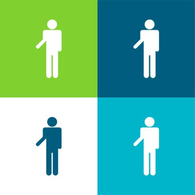 Temel Silüet Düz Düz 4 renk simgesi seti