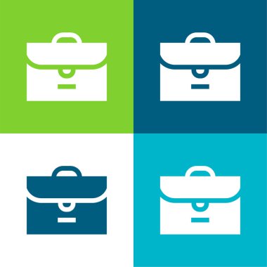 Evrak çantası Düz 4 renk minimal simgesi seti