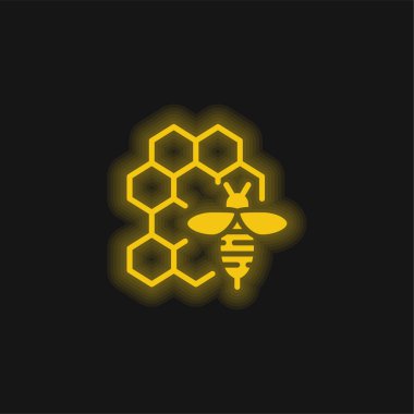 Apioterapi sarı parlak neon simgesi