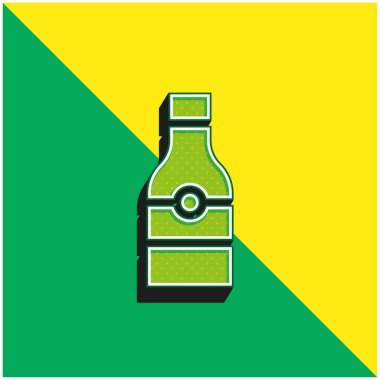 Bira Şişesi Yeşil ve Sarı 3D vektör simgesi logosu