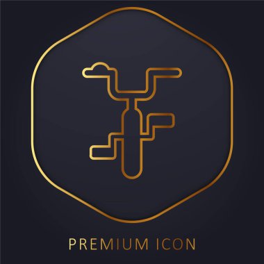 Altın çizgili bisiklet logosu veya simgesi