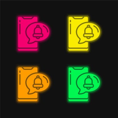 Alarm dört renk parlayan neon vektör simgesi