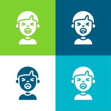 Oğlan Düz 4 renk en küçük simge seti