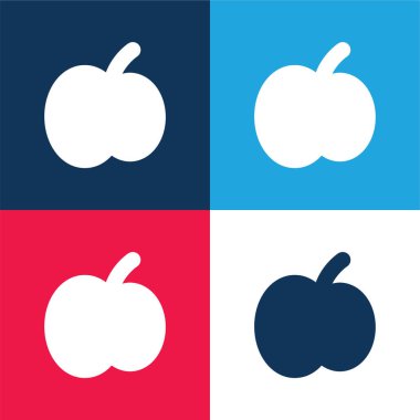 Elma mavisi ve kırmızı dört renk minimal simge kümesi