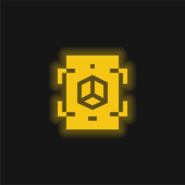 Artırılmış Gerçeklik sarı parlak neon simgesi