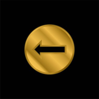 Çemberde Solu Gösteren Ok Altın Kaplama Metal Simge veya Logo Vektörü