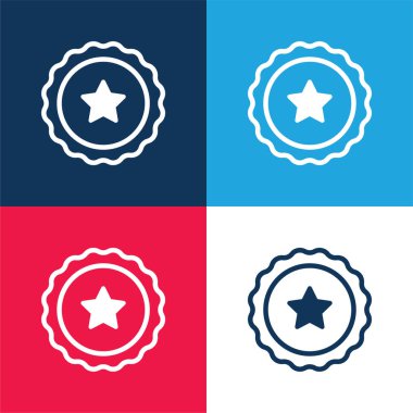 Rozet mavi ve kırmızı dört renk minimal simge kümesi