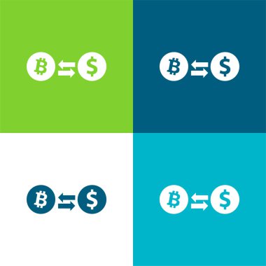 Bitcoin 'den Dolar Takas Oranı Sembol Düz 4 renk minimal simgesi setine