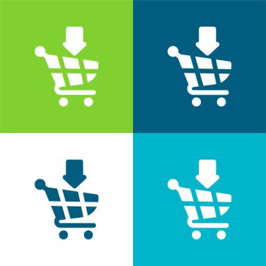 Cart Düz 4 renk en küçük simge setine ekle